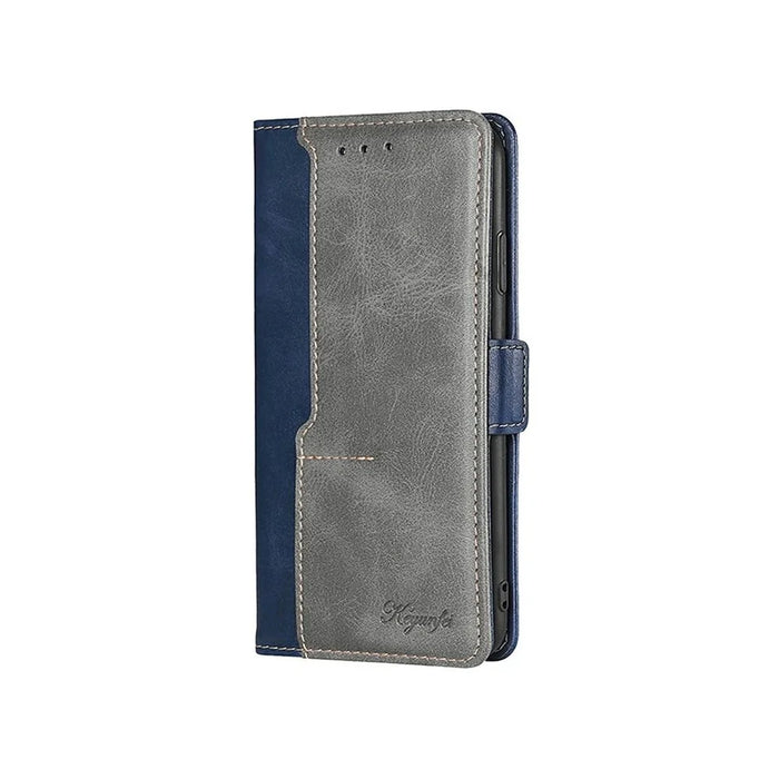 For Samsung Galaxy A05 4G Case Contrast Color Wallet Leather Phone Cover - Blue + Grey - 7