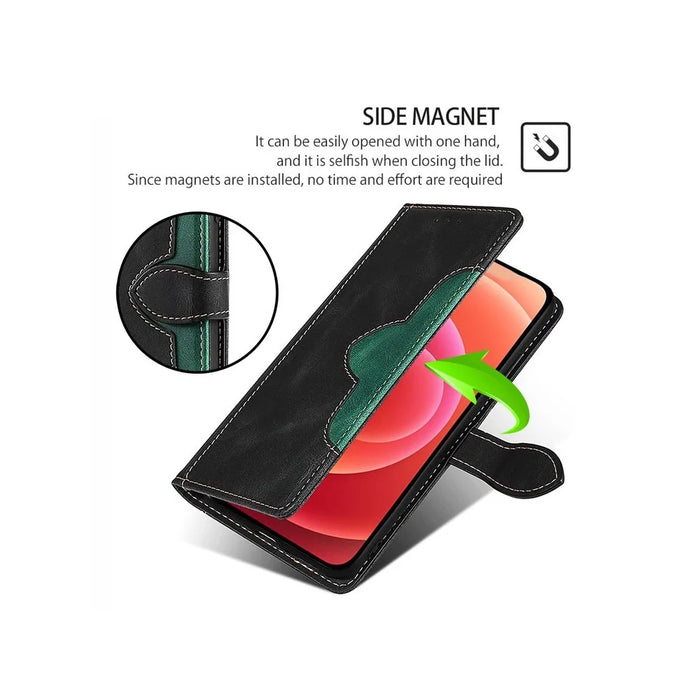 For Samsung Galaxy A36 5G Case Leather Wallet Phone Cover with Straw Hat Magnetic Clasp - Black - 5