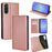 For Samsung Galaxy A36 5G Case Wallet PU Leather Magnetic Auto-Absorbed Phone Cover - Rose Gold - 1