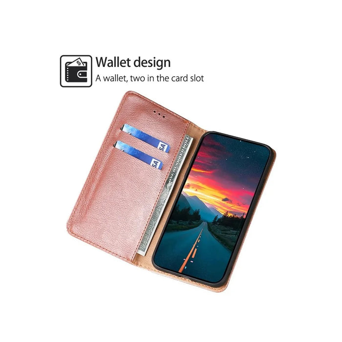 For Samsung Galaxy A36 5G Case Wallet PU Leather Magnetic Auto-Absorbed Phone Cover - Rose Gold - 2