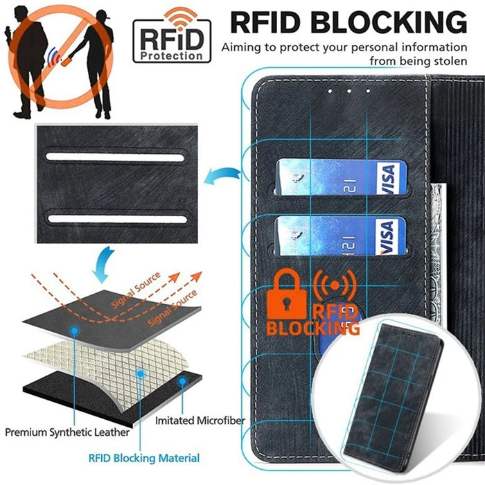 For Samsung Galaxy A36 5G Case RFID Blocking Wallet Foldable Stand Leather Phone Cover - Black - 5