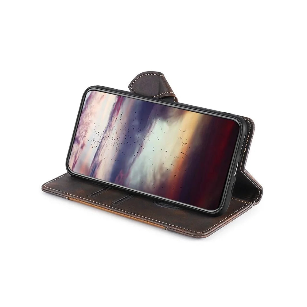 For OnePlus Nord 5 5G / Ace 5 Ultra 5G Case Leather Wallet Phone Cover with Straw Hat Magnetic Clasp - Brown - 3