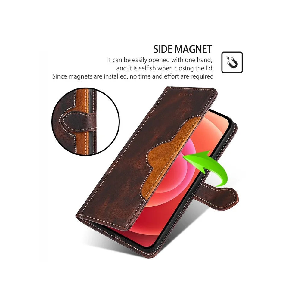 For OnePlus Nord 5 5G / Ace 5 Ultra 5G Case Leather Wallet Phone Cover with Straw Hat Magnetic Clasp - Brown - 5
