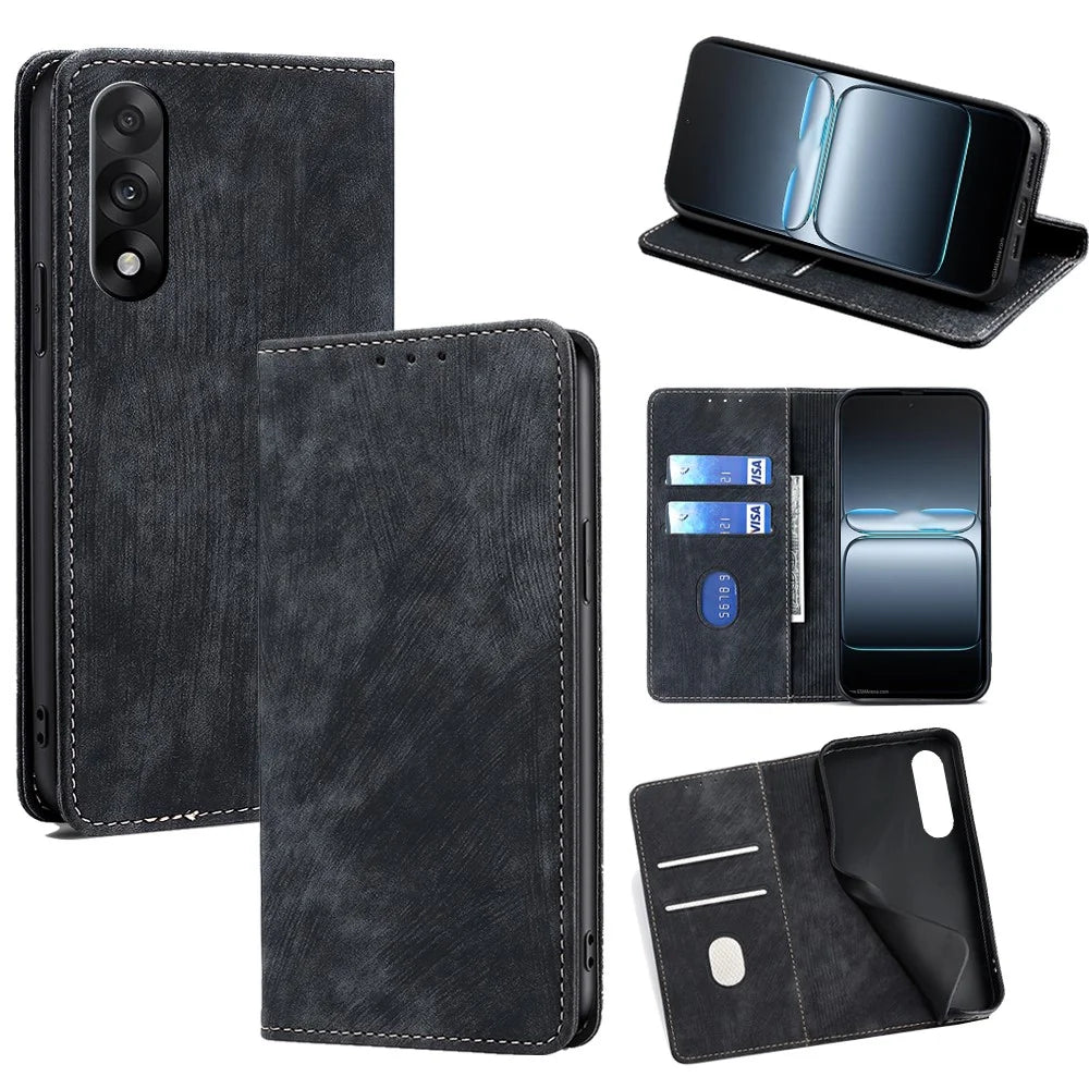 For OnePlus Ace 5 Ultra 5G / Nord 5 5G Case RFID Blocking Wallet Foldable Stand Leather Phone Cover - Black - 1