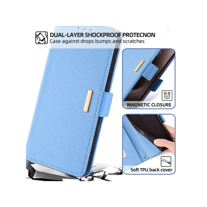 For OnePlus Nord 5 5G / Ace 5 Ultra 5G Case PU Leather Wallet Stand Phone Cover with Crossbody Shoulder Strap - Blue - 7