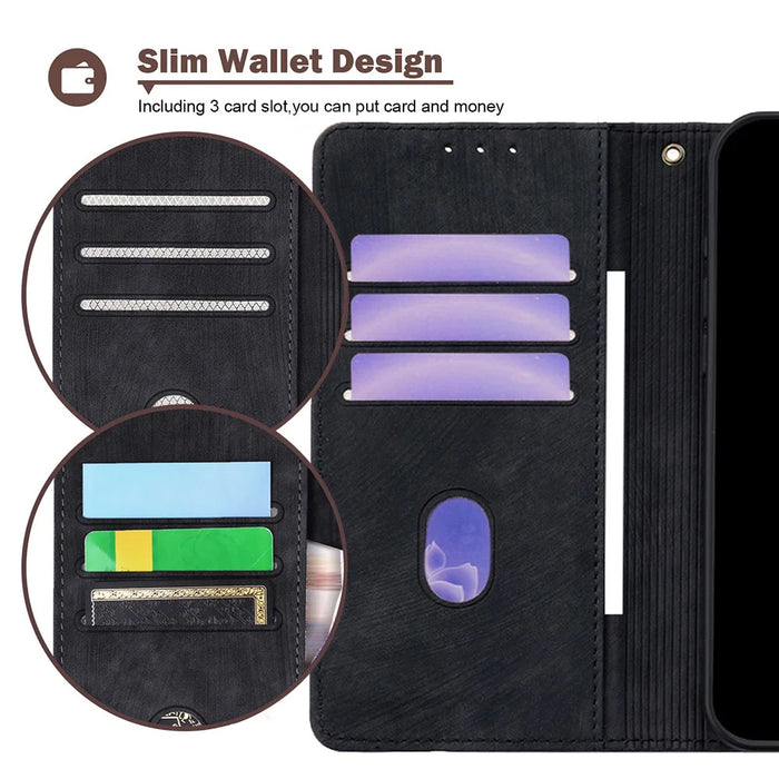 For Realme C71 4G Case RFID Blocking Color Splicing PU Leather Wallet Phone Cover - Black - 5