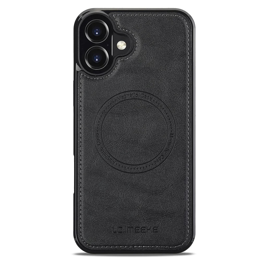 LC.IMEEKE For iPhone 17 Magnetic Case Compatible with MagSafe Leather + TPU Back Cover - Black - 2