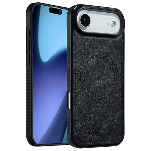 LC.IMEEKE For iPhone Air Magnetic Case Compatible with MagSafe Leather + TPU Back Cover - Black - 1