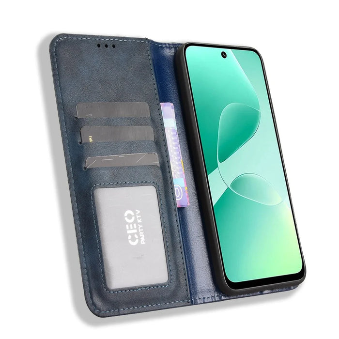 For Infinix Hot 60 5G / 60i 4G Leather Case Wallet Stand Retro Texture Phone Cover - Blue - 2