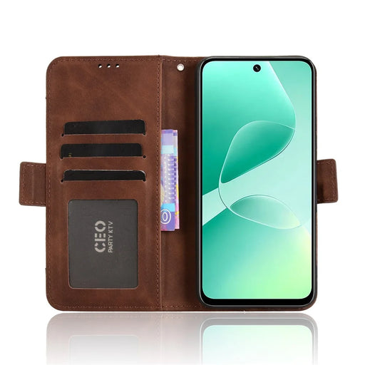 For Infinix Hot 60 5G / Hot 60i 4G Leather Case Phone Wallet Cover with Multiple Card Slots - Brown - 2