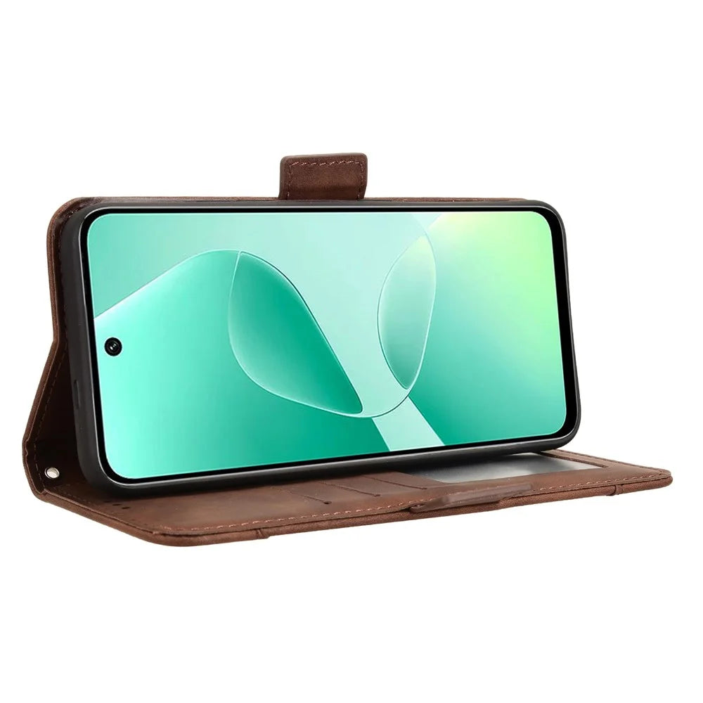 For Infinix Hot 60 5G / Hot 60i 4G Leather Case Phone Wallet Cover with Multiple Card Slots - Brown - 3