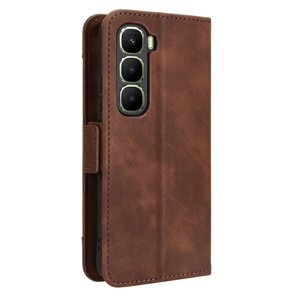 For Infinix Hot 60 5G / Hot 60i 4G Leather Case Phone Wallet Cover with Multiple Card Slots - Brown - 7
