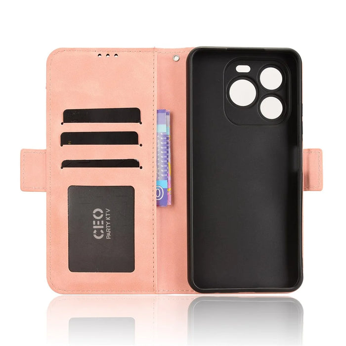 For Oukitel C65 / C65 Pro Leather Case Phone Wallet Cover with Multiple Card Slots - Pink - 4