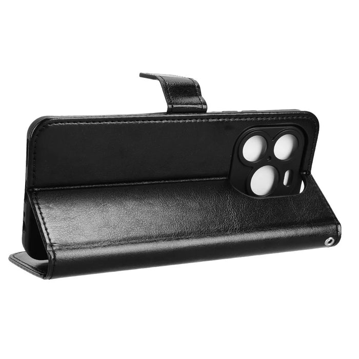 For Oukitel C65 / C65 Pro Case Crazy Horse Texture PU Leather Phone Wallet Cover with Wrist Strap - Black - 3