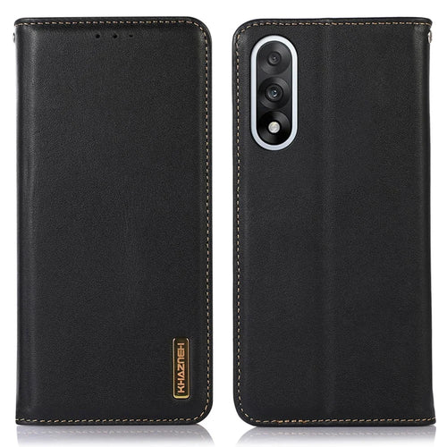 KHAZNEH For OnePlus Ace 5 Ultra 5G / Nord 5 5G Case Wallet Genuine Cow Leather Phone Cover Nappa Texture - Black - 1