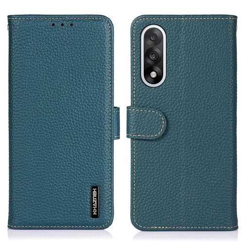 KHAZNEH For OnePlus Nord 5 5G / Ace 5 Ultra 5G Case Genuine Cow Leather Flip Phone Cover - Green - 1