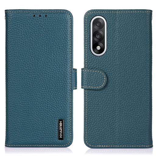 KHAZNEH For OnePlus Nord 5 5G / Ace 5 Ultra 5G Case Genuine Cow Leather Flip Phone Cover - Green - 1