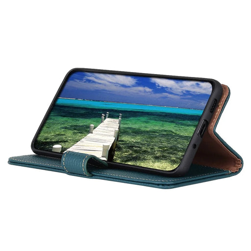 KHAZNEH For OnePlus Nord 5 5G / Ace 5 Ultra 5G Case Genuine Cow Leather Flip Phone Cover - Green - 2