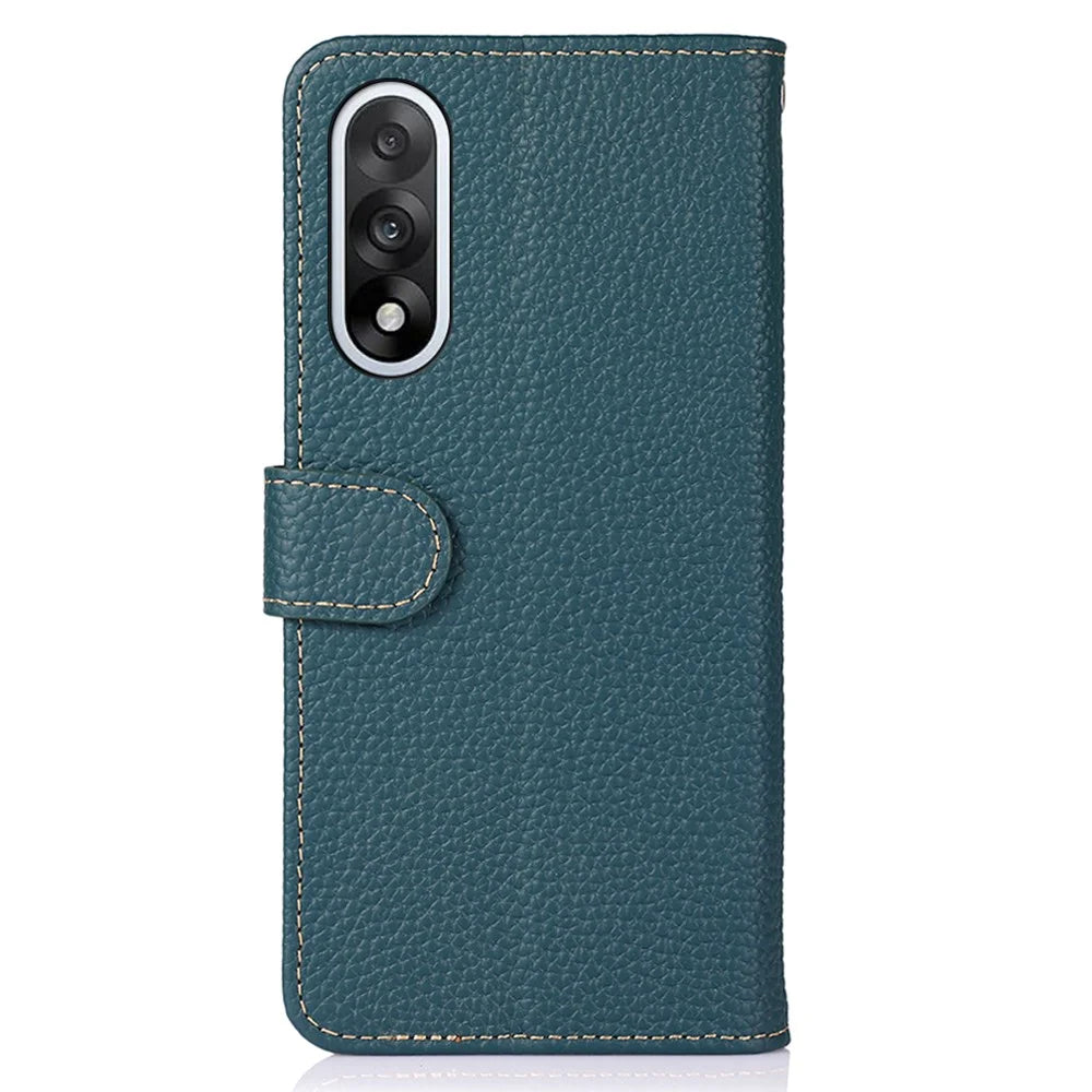 KHAZNEH For OnePlus Nord 5 5G / Ace 5 Ultra 5G Case Genuine Cow Leather Flip Phone Cover - Green - 7