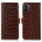 For OnePlus Nord CE5 5G / Ace 5 Racing 5G Case RFID Blocking Wallet Crocodile Texture Genuine Cow Leather Phone Cover - Brown - 1