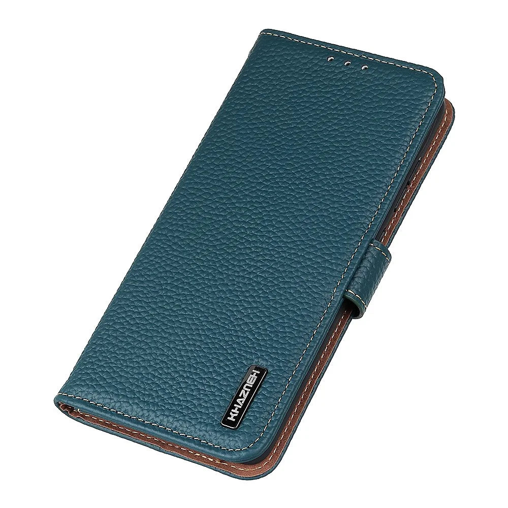 KHAZNEH For OnePlus Nord CE5 5G / Ace 5 Racing 5G Case Genuine Cow Leather Flip Phone Cover - Green - 4