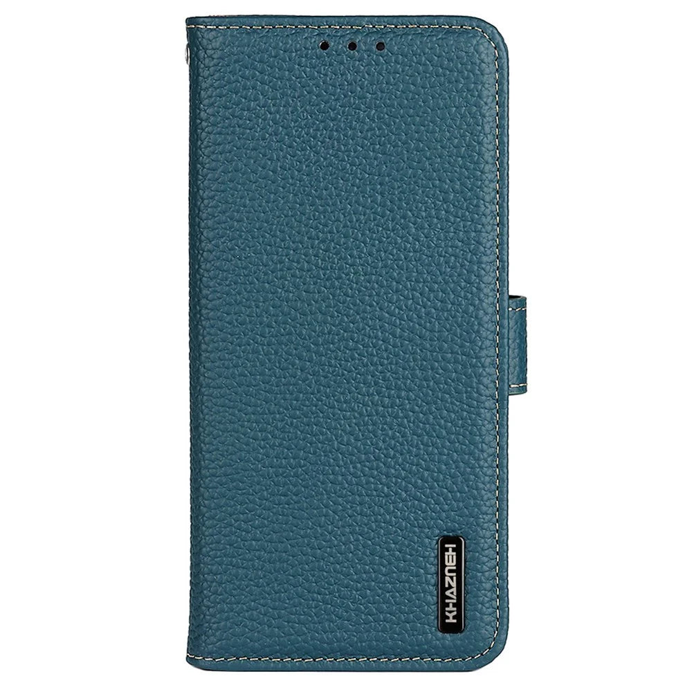 KHAZNEH For OnePlus Nord CE5 5G / Ace 5 Racing 5G Case Genuine Cow Leather Flip Phone Cover - Green - 6