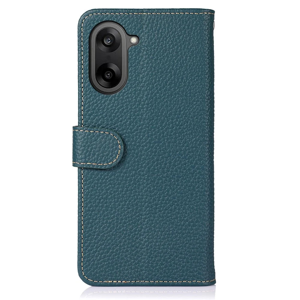 KHAZNEH For OnePlus Nord CE5 5G / Ace 5 Racing 5G Case Genuine Cow Leather Flip Phone Cover - Green - 7