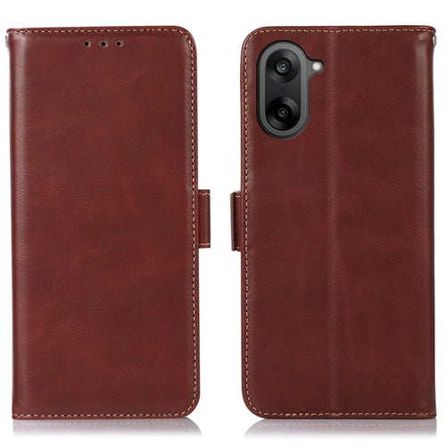 For OnePlus Ace 5 Racing 5G / Nord CE5 5G Case RFID Blocking Genuine Cow Leather Wallet Phone Cover - Brown - 1