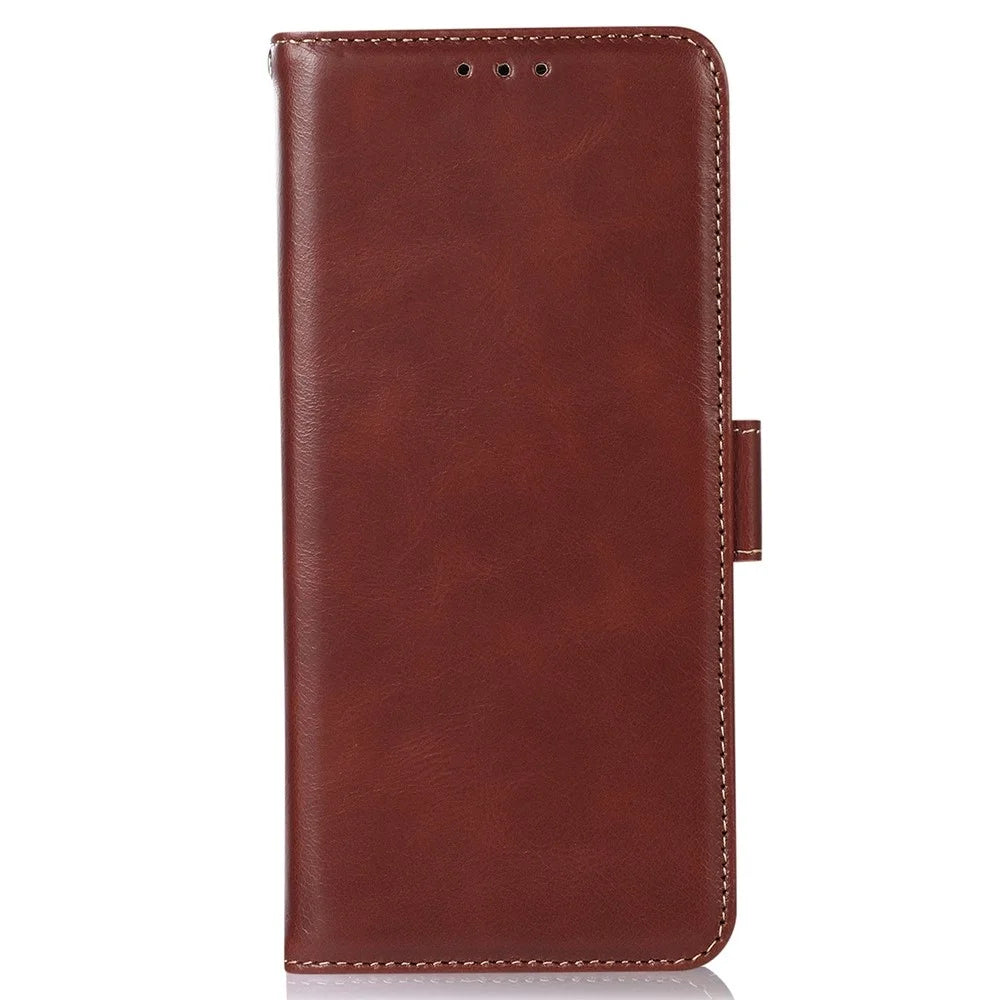 For OnePlus Ace 5 Racing 5G / Nord CE5 5G Case RFID Blocking Genuine Cow Leather Wallet Phone Cover - Brown - 7