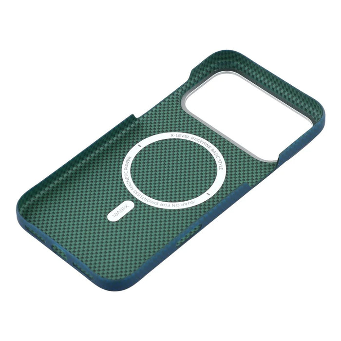 X-LEVEL For iPhone 17 Pro Max Case Compatible with MagSafe Carbon Nanofiber + Metal Lens Frame Phone Cover - Blue - 6