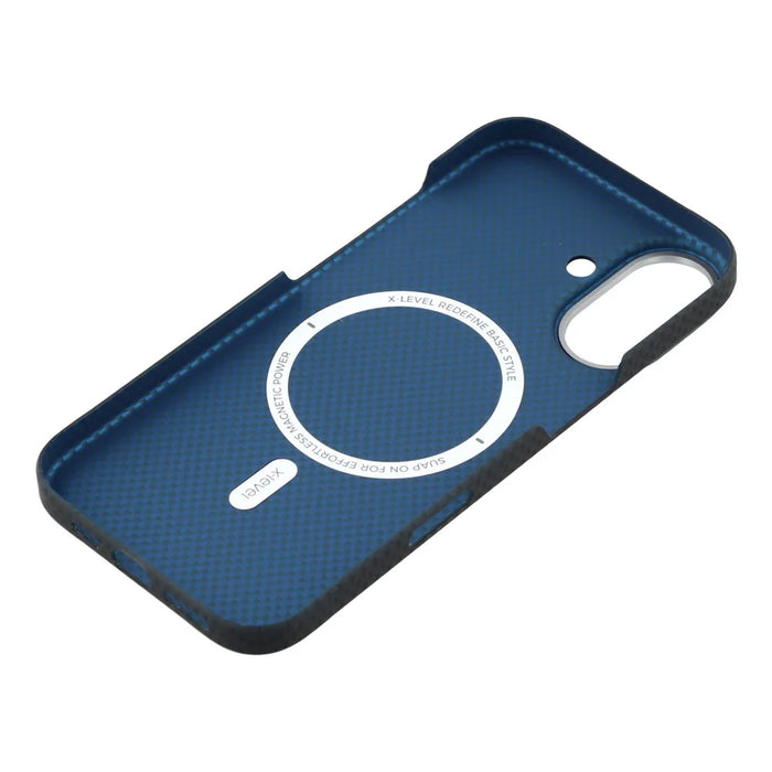 X-LEVEL For iPhone 17 Case Compatible with MagSafe Carbon Nanofiber + Metal Lens Frame Phone Cover - Black - 6