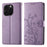 For iPhone 16 Pro Wallet Case Butterfly Floral Imprint PU Leather Phone Cover with Wrist Strap - Purple - 1