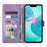 For iPhone 16 Pro Wallet Case Butterfly Floral Imprint PU Leather Phone Cover with Wrist Strap - Purple - 4