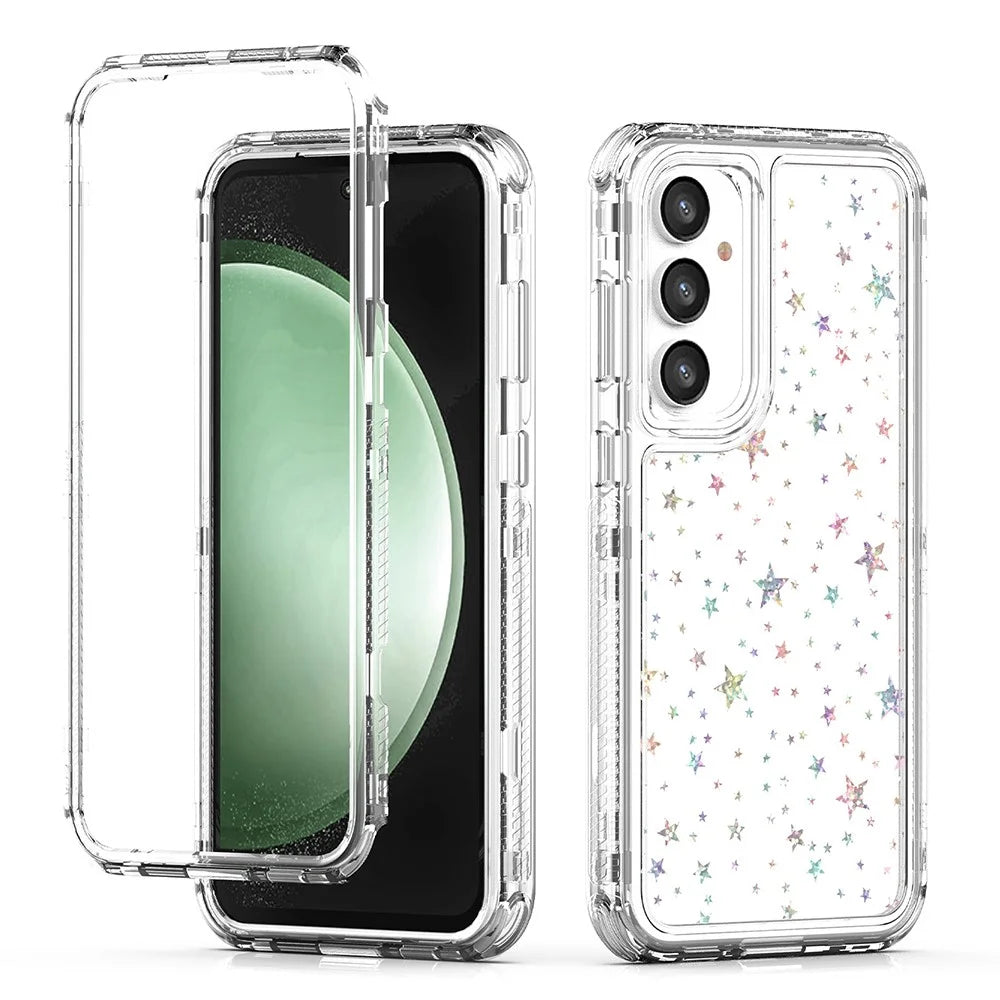 For Samsung Galaxy S25 / S24 Case Clear Acrylic TPU Hybrid Phone Cover with Laser-printed Film - Stars - 2