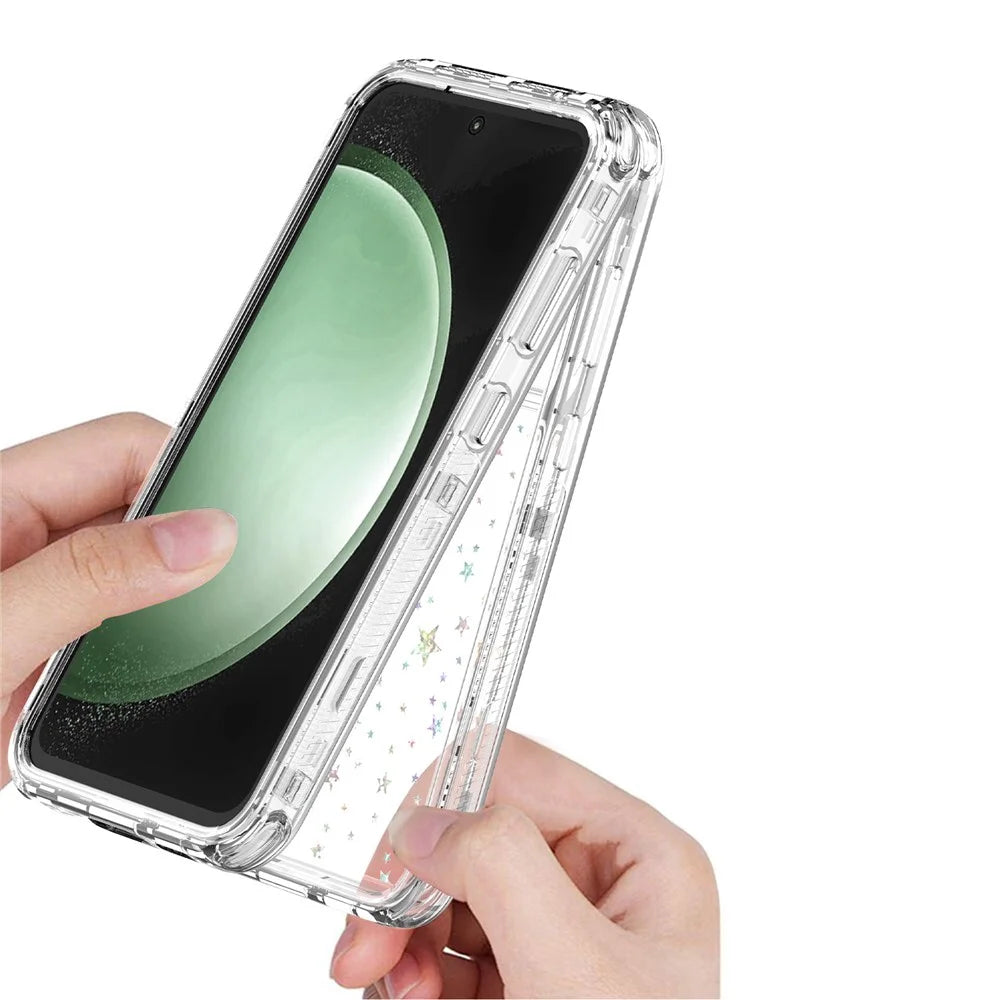 For Samsung Galaxy S25 / S24 Case Clear Acrylic TPU Hybrid Phone Cover with Laser-printed Film - Stars - 3