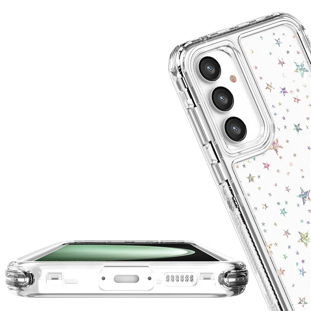 For Samsung Galaxy S25 / S24 Case Clear Acrylic TPU Hybrid Phone Cover with Laser-printed Film - Stars - 5