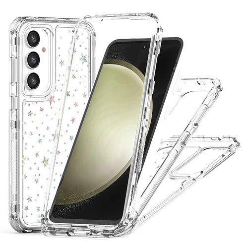 For Samsung Galaxy S25+ / S24+ Case Clear Acrylic TPU Hybrid Phone Cover with Laser-printed Film - Stars - 1