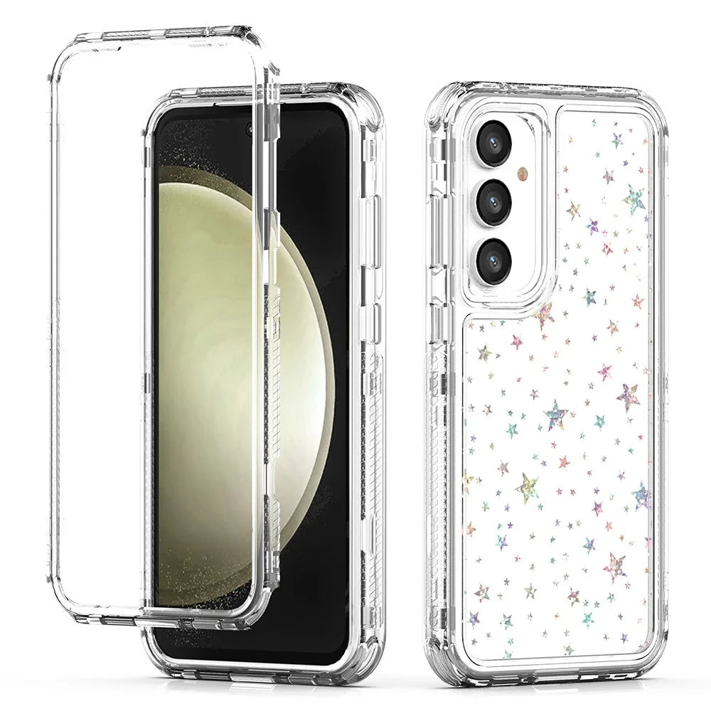For Samsung Galaxy S25+ / S24+ Case Clear Acrylic TPU Hybrid Phone Cover with Laser-printed Film - Stars - 2