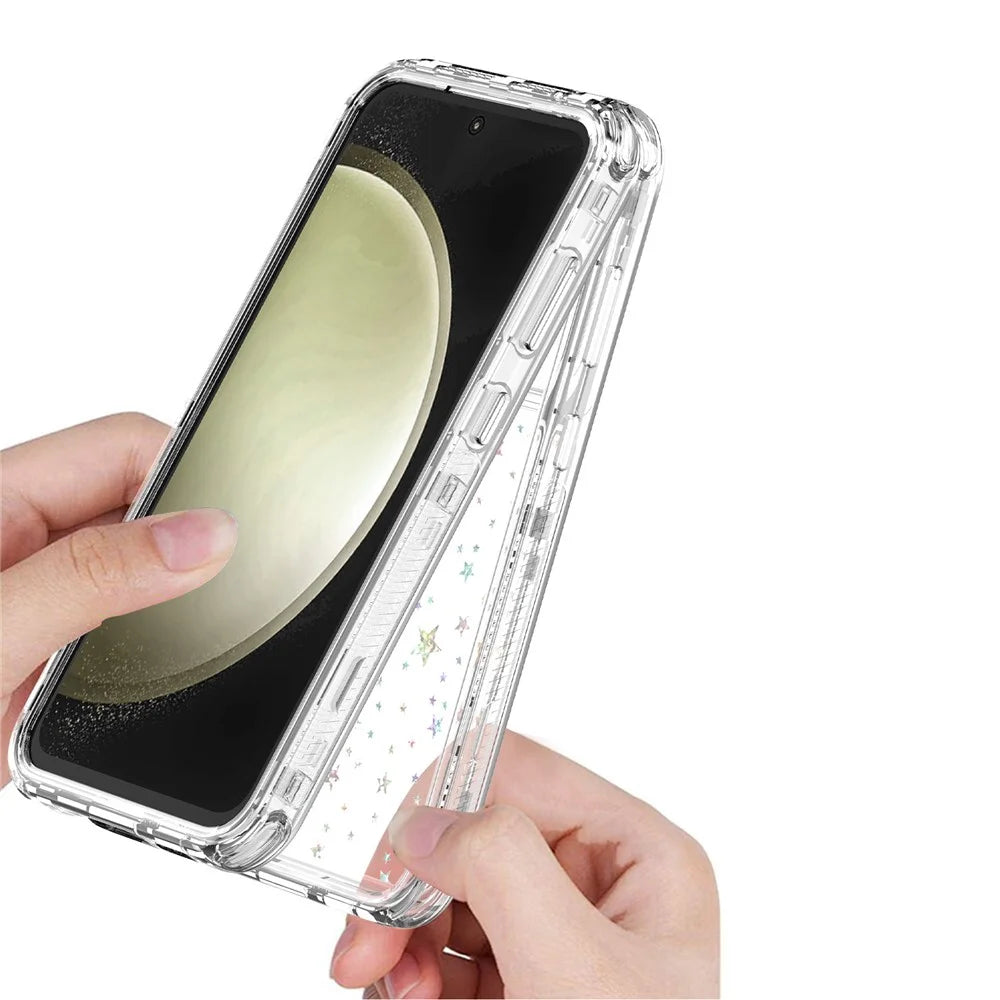 For Samsung Galaxy S25+ / S24+ Case Clear Acrylic TPU Hybrid Phone Cover with Laser-printed Film - Stars - 3