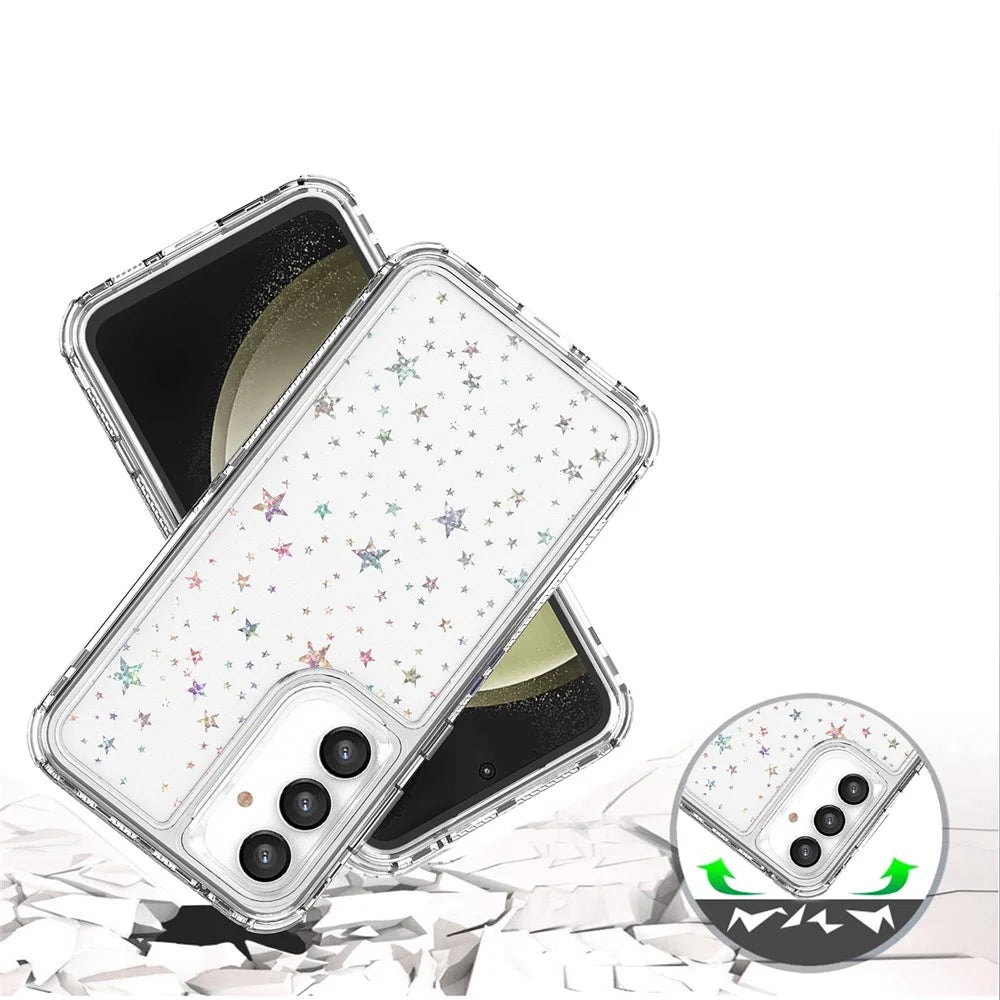 For Samsung Galaxy S25+ / S24+ Case Clear Acrylic TPU Hybrid Phone Cover with Laser-printed Film - Stars - 4