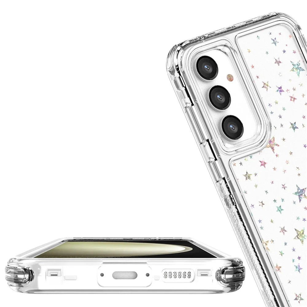For Samsung Galaxy S25+ / S24+ Case Clear Acrylic TPU Hybrid Phone Cover with Laser-printed Film - Stars - 5