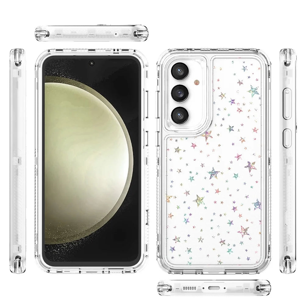 For Samsung Galaxy S25+ / S24+ Case Clear Acrylic TPU Hybrid Phone Cover with Laser-printed Film - Stars - 7