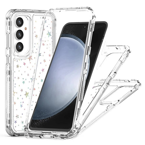 For Samsung Galaxy S24 FE Case Clear Acrylic TPU Hybrid Phone Cover with Laser-printed Film - Stars - 1