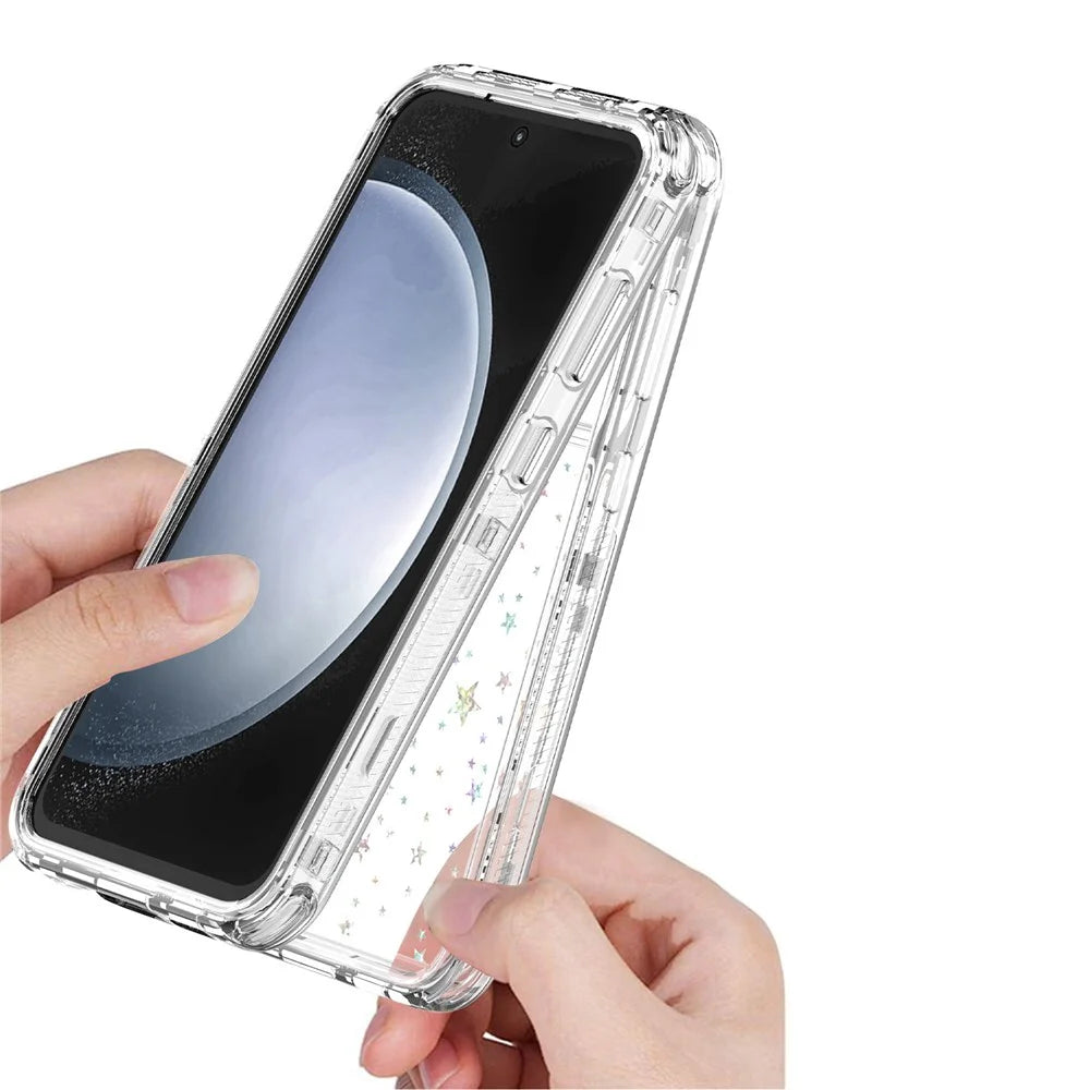 For Samsung Galaxy S24 FE Case Clear Acrylic TPU Hybrid Phone Cover with Laser-printed Film - Stars - 3