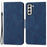 For Samsung Galaxy S23 PU Leather Magnetic Flip Phone Case Stand Function Solid Color Wallet Cover with Strap - Blue - 1