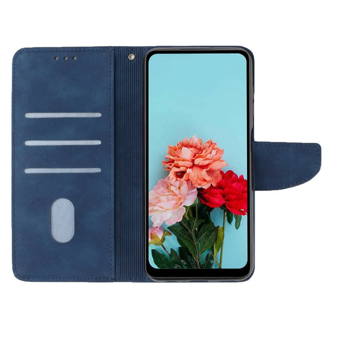 For Samsung Galaxy S23 PU Leather Magnetic Flip Phone Case Stand Function Solid Color Wallet Cover with Strap - Blue - 2