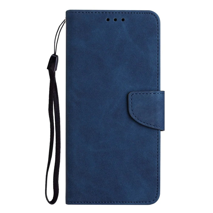 For Samsung Galaxy S23 PU Leather Magnetic Flip Phone Case Stand Function Solid Color Wallet Cover with Strap - Blue - 7