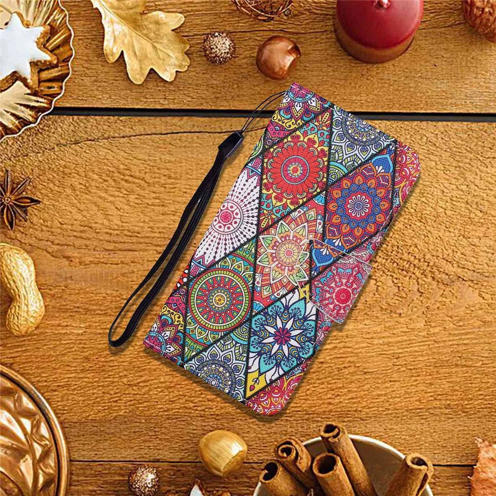 For Samsung Galaxy A14 5G / 4G Cross Texture PU Leather Flip Stand Case Wallet Phone Cover with Strap - Rhombus  /  Totem - 6