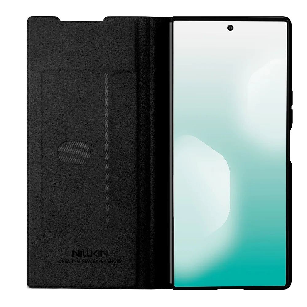 NILLKIN Qin Pro Series for Samsung Galaxy Z Fold7 5G Case with Card Slots Leather Phone Cover with Stylus - Black - 3
