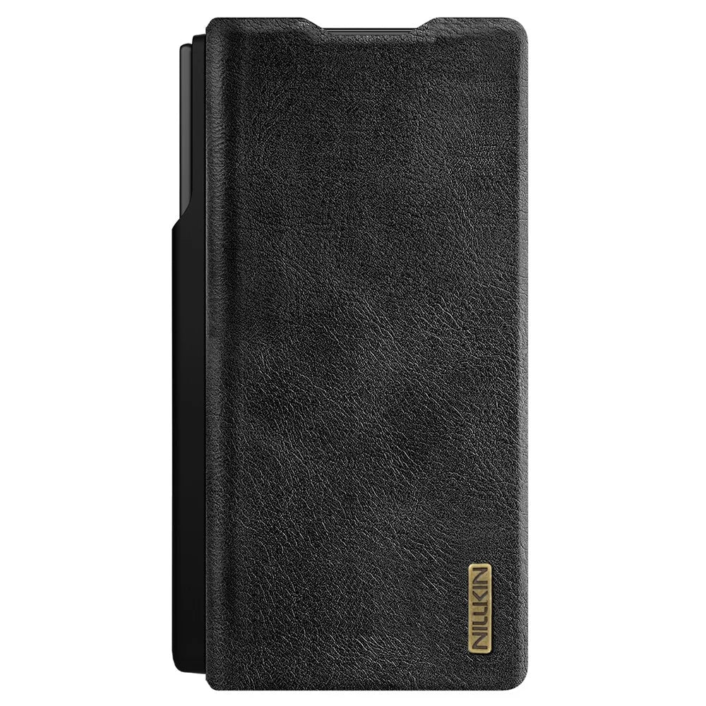 NILLKIN Qin Pro Series for Samsung Galaxy Z Fold7 5G Case with Card Slots Leather Phone Cover with Stylus - Black - 4